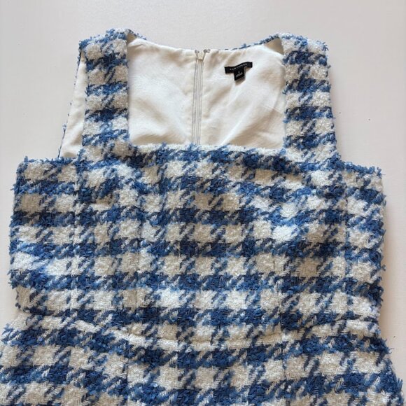 Ann Taylor Tweed Square Neck Shift Mini Dress Vintage Houndstooth Dorthy Party - Picture 5 of 14